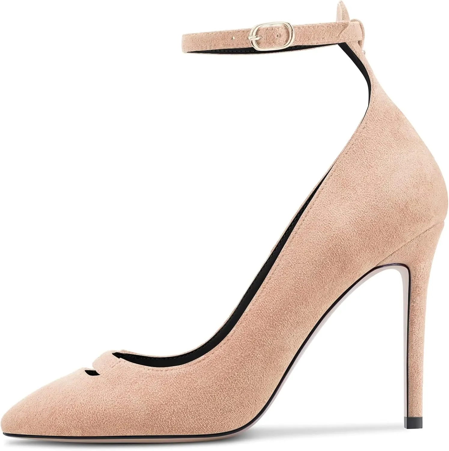 Saekcted Women Stiletto High Heel Pointed Toe Pumps Ankle Strap Wedding Dress Cute 3.9 Inches Heels