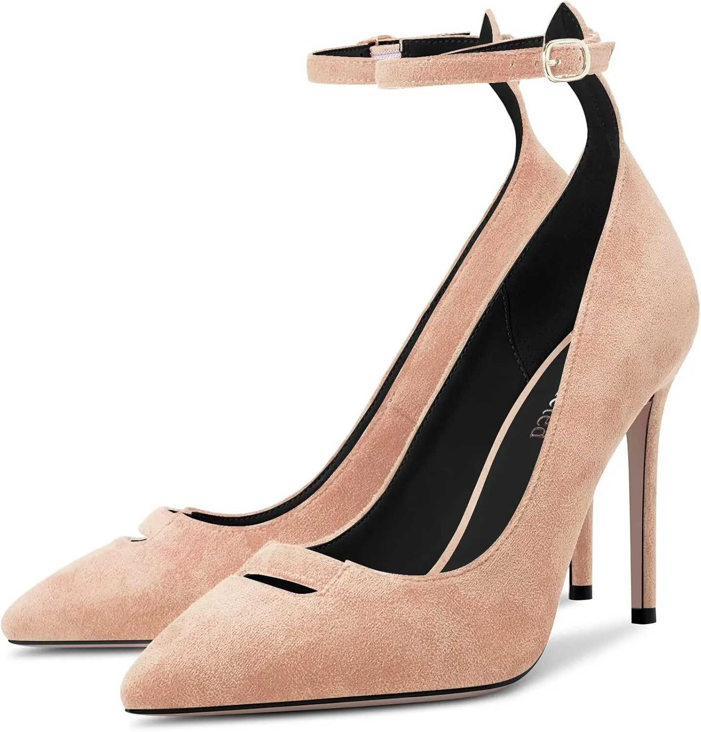 Saekcted Women Stiletto High Heel Pointed Toe Pumps Ankle Strap Wedding Dress Cute 3.9 Inches Heels