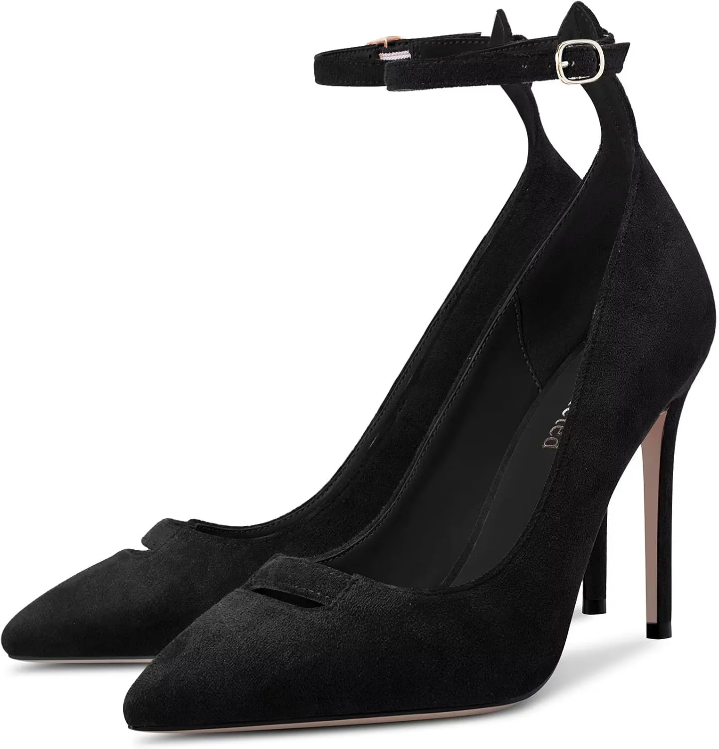 Saekcted Women Stiletto High Heel Pointed Toe Pumps Ankle Strap Wedding Dress Cute 3.9 Inches Heels