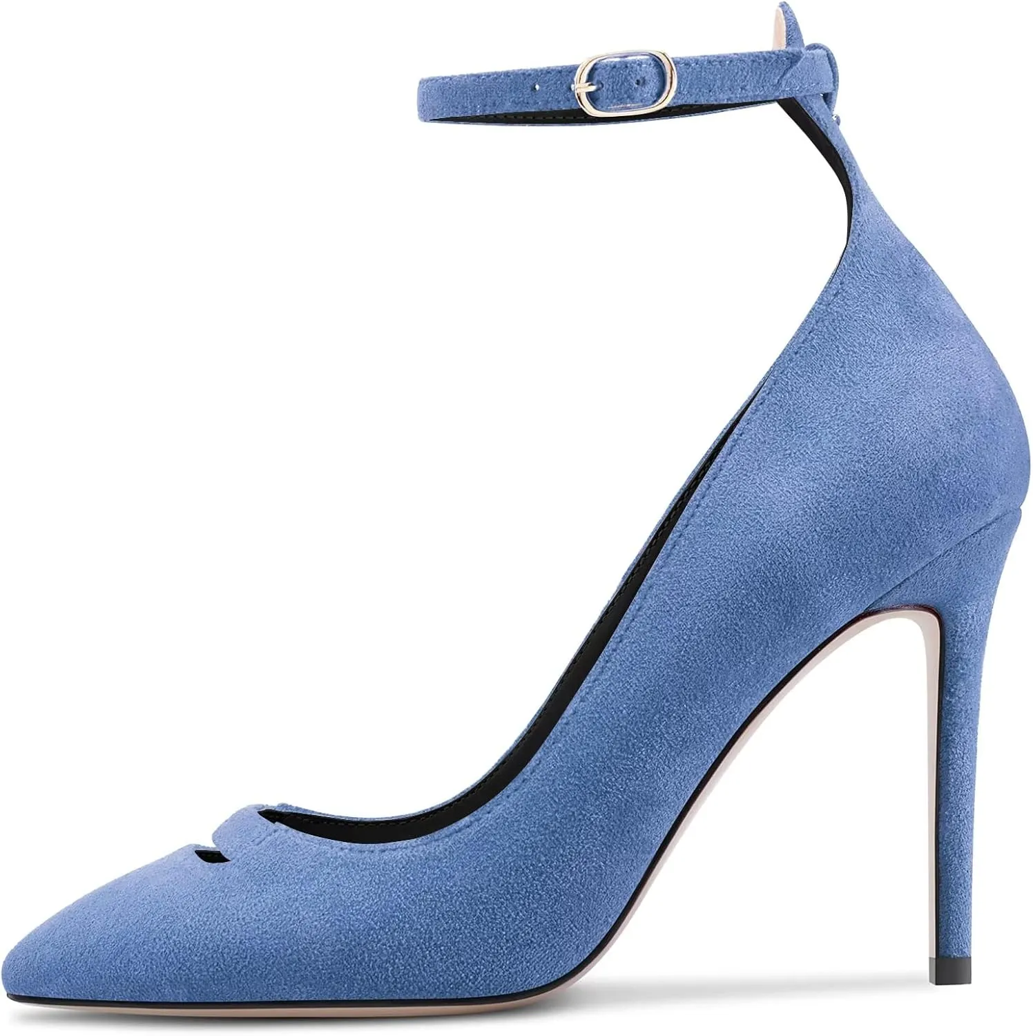 Saekcted Women Stiletto High Heel Pointed Toe Pumps Ankle Strap Wedding Dress Cute 3.9 Inches Heels