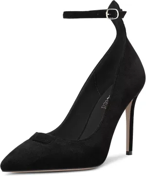 Saekcted Women Stiletto High Heel Pointed Toe Pumps Ankle Strap Wedding Dress Cute 3.9 Inches Heels