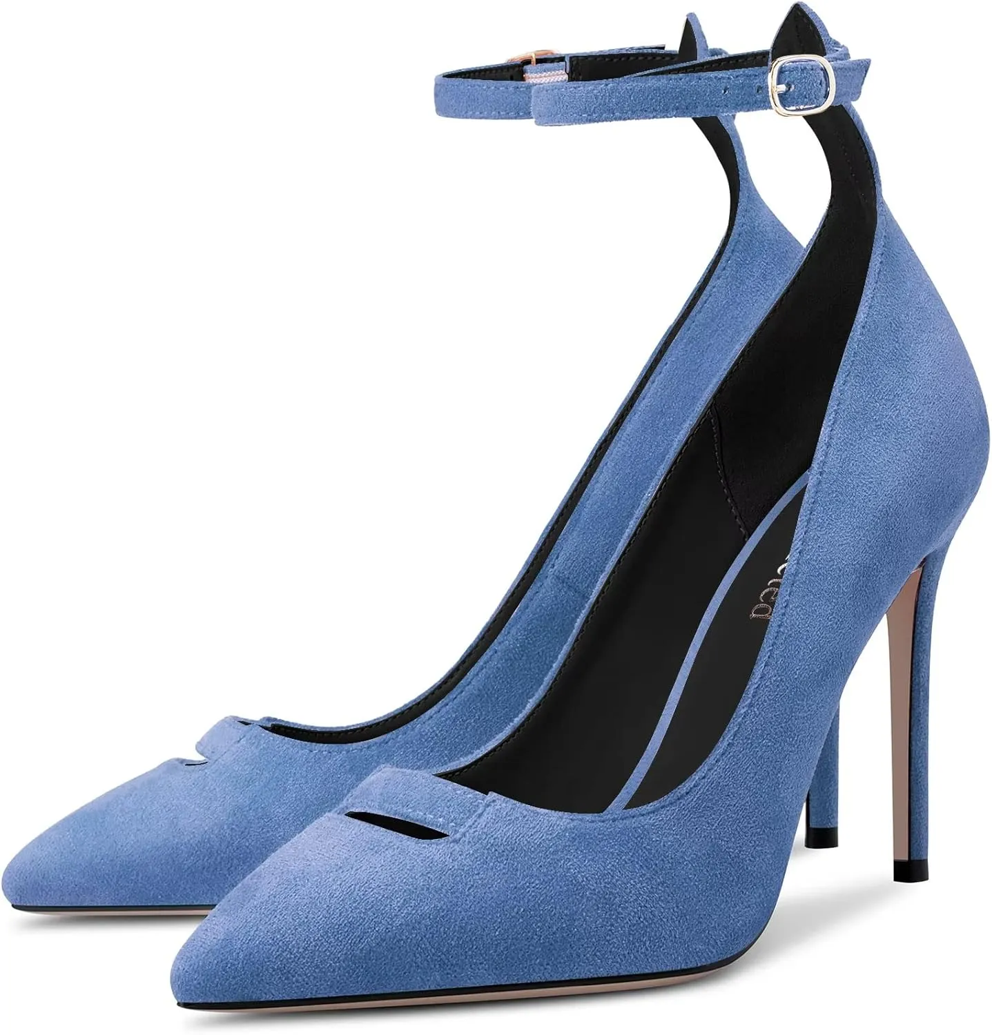 Saekcted Women Stiletto High Heel Pointed Toe Pumps Ankle Strap Wedding Dress Cute 3.9 Inches Heels
