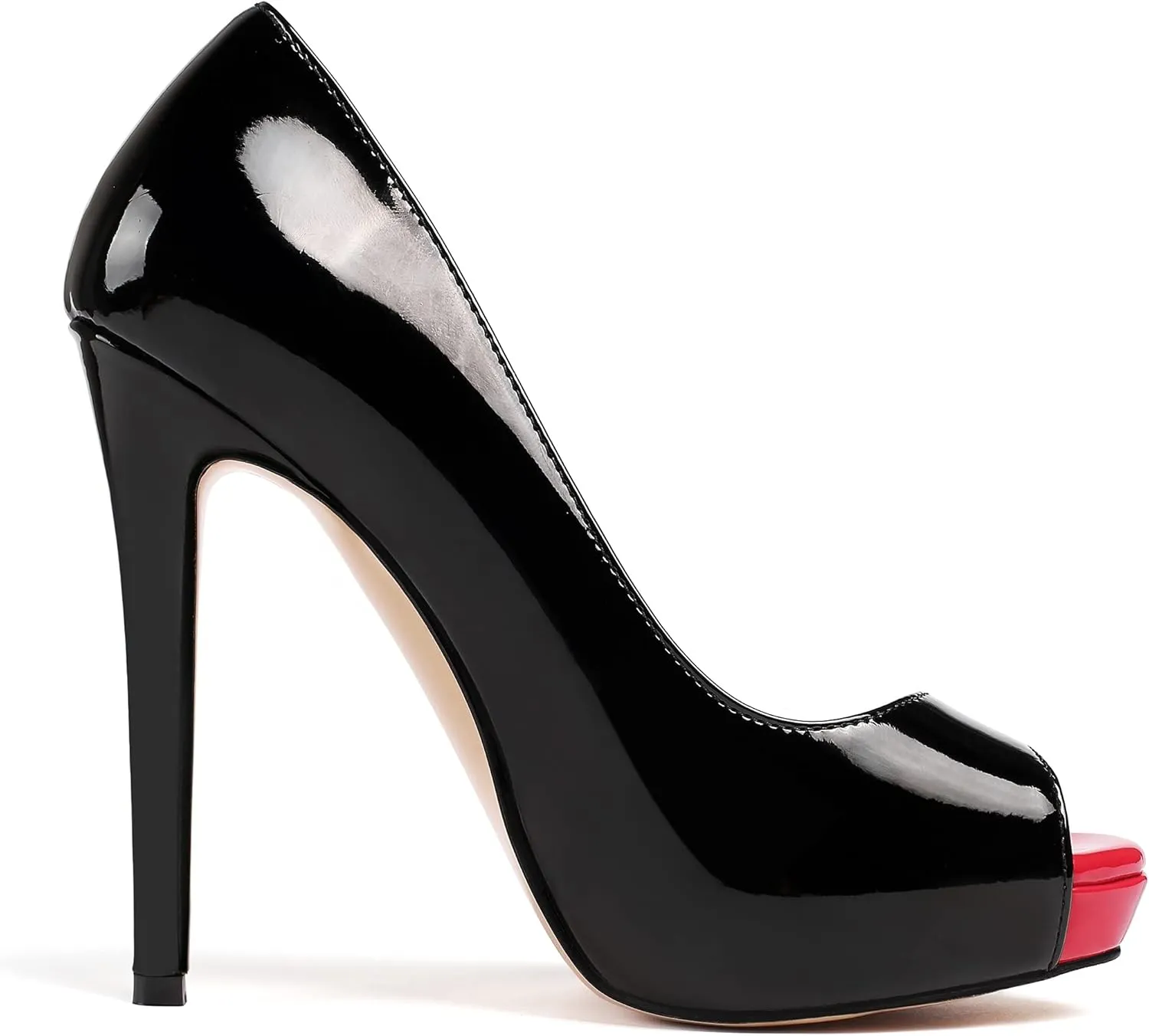SAMMITOP Women's Peep Toe Stiletto Heel Pumps Slip On High Heel Platform Shoes Party Dress Pump