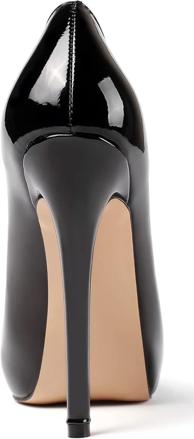 SAMMITOP Women's Peep Toe Stiletto Heel Pumps Slip On High Heel Platform Shoes Party Dress Pump