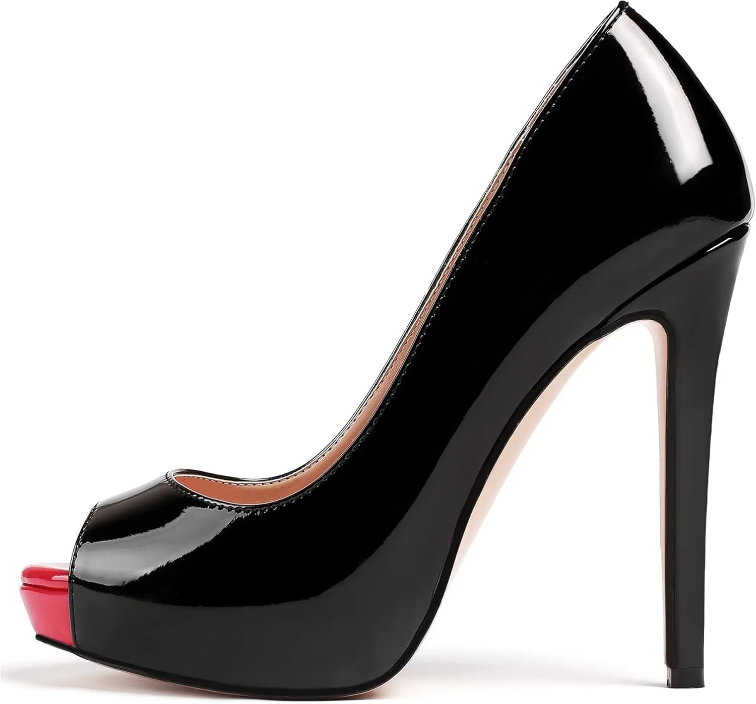SAMMITOP Women's Peep Toe Stiletto Heel Pumps Slip On High Heel Platform Shoes Party Dress Pump