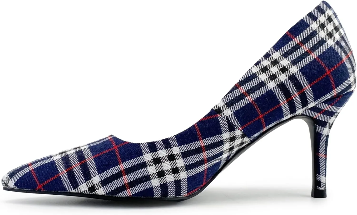 Scotland Genuine Leather Stiletto Heels Pumps with Tartan Pattern Classic Design