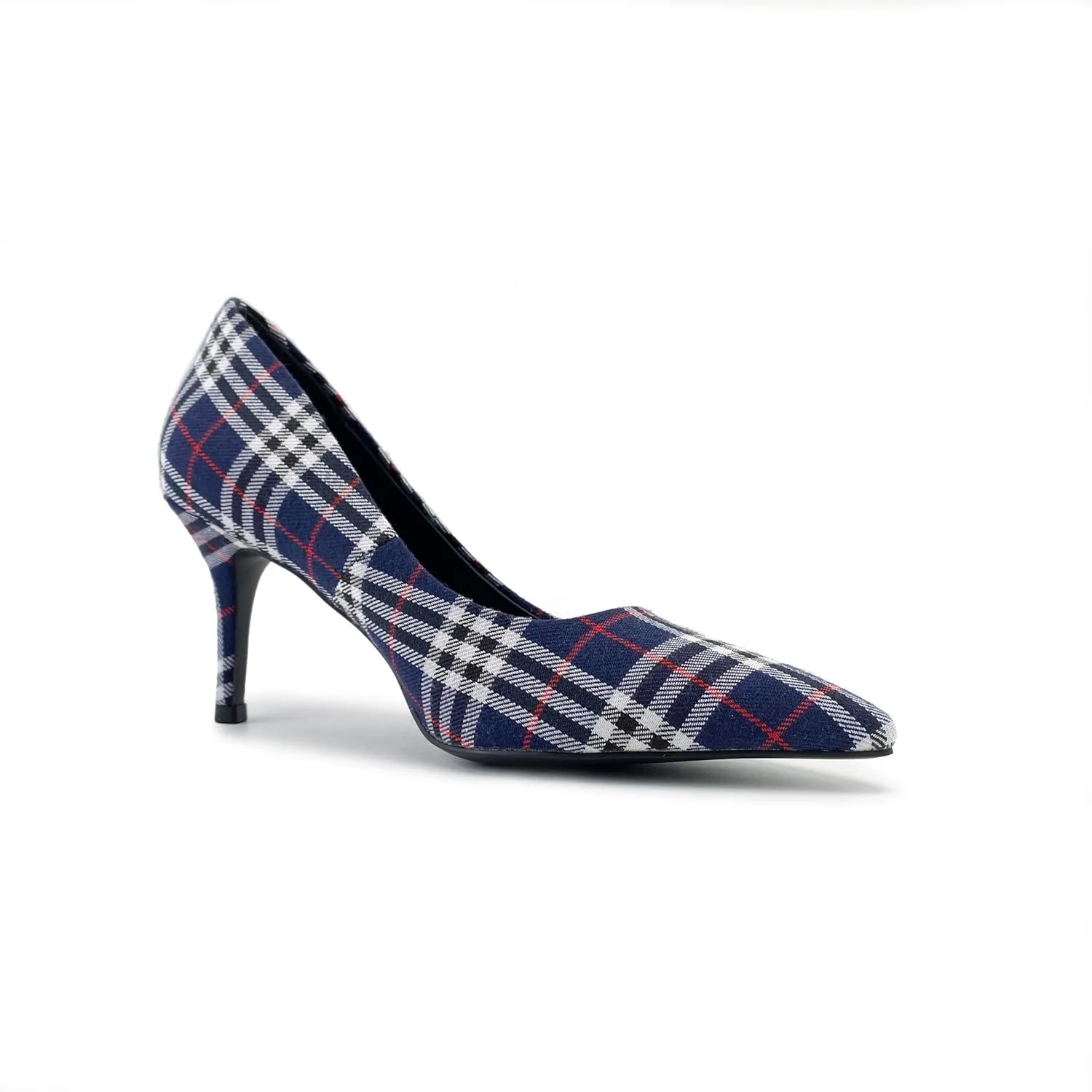 Scotland Genuine Leather Stiletto Heels Pumps with Tartan Pattern Classic Design