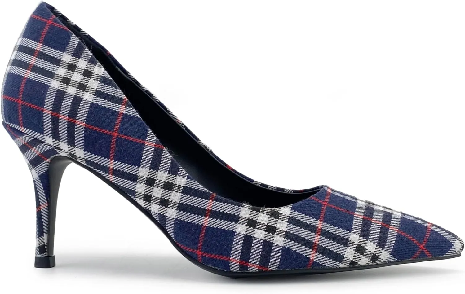 Scotland Genuine Leather Stiletto Heels Pumps with Tartan Pattern Classic Design