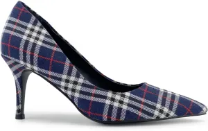 Scotland Genuine Leather Stiletto Heels Pumps with Tartan Pattern Classic Design
