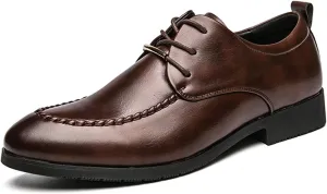 Shoes Dress Oxford for Men Lace Up Apron Round Toe Derby Shoes Vegan Leather Rubber Sole Low Top Non Slip Classic (Color : Brown, Size : 10)