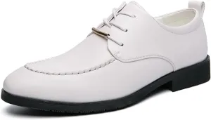 Shoes Dress Oxford for Men Lace Up Apron Round Toe Derby Shoes Vegan Leather Rubber Sole Low Top Non Slip Classic (Color : White, Size : 8)
