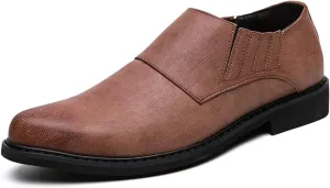 Shoes Dress Oxford for Men Lace Up Burnish Round Toe Vegan Leather Anti-Slip Block Heel Low Top Non Slip Wedding
