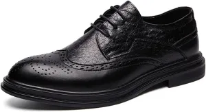 Shoes Dress Oxford for Men Lace Up Wing Tip Brogue Derby Shoes Faux Leather Anti-Slip Slip Resistant Block Heel Non Slip Party Suitable for Many Occasions (Color : Black, Size : 10.5)