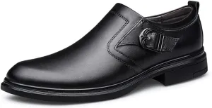 Shoes Dress Oxford for Men Slip On Round Toe Monk Strap Crocodile Embossed Vegan Leather Low Top Block Heel Anti-Slip Outdoor