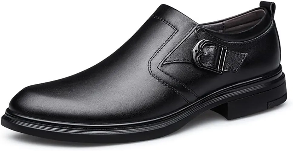 Shoes Dress Oxford for Men Slip On Round Toe Monk Strap Crocodile Embossed Vegan Leather Low Top Block Heel Anti-Slip Outdoor