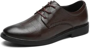 Single Season Dress Oxford for Men Lace Up Burnished Toe Plaid Embossed Vegan Leather Block Heel Rubber Sole Low Top Non Slip Classic Very Popular Among Young People (Color : Brown, Siz