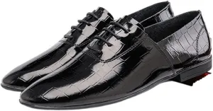 Single Season Dress Oxford for Men Lace Up Solid Plaid Round Toe Vegan Leather Low Top Block Heel Anti-Slip Non Slip Prom Very Popular Among Young People (Color : Black, Size : 10.5)
