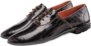 Single Season Dress Oxford for Men Lace Up Solid Plaid Round Toe Vegan Leather Low Top Block Heel Anti-Slip Non Slip Prom Very Popular Among Young People (Color : Brown, Size : 6)