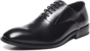 Single Season Formal Oxford Shoes for Men Lace Up Round Snip Toe Vegan Leather Resistant Non Slip Rubber Sole Low Top Anti-Slip Wedding Very Popular Among Young People