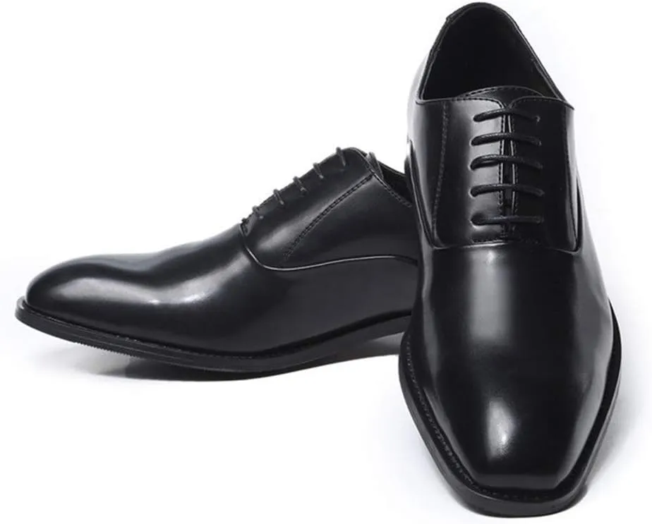 Single Season Formal Oxford Shoes for Men Lace Up Round Snip Toe Vegan Leather Resistant Non Slip Rubber Sole Low Top Anti-Slip Wedding Very Popular Among Young People