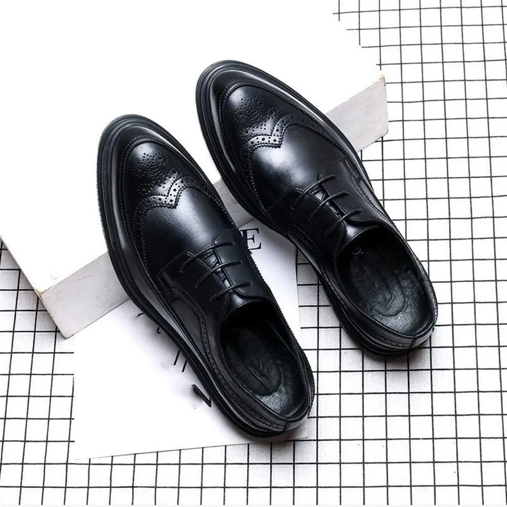 Single Season Formal Oxford Shoes for Men Lace Up Wing Tip Brogue Apron Toe Derby Shoes Vegan Leather Anti-Slip Rubber Sole Slip Resistant Block Heel Prom Very Popular Among Young People