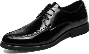 Single Season Formal Shoes for Men Lace Up Apron Toe Derby Shoes Round Toe Vegan Leather Anti-Slip Rubber Sole Block Heel Wedding Very Popular Among Young People