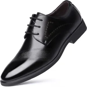 Single Season Formal Shoes for Men Lace Up Derby Shoes Round Toe Vegan Leather Anti-Slip Non Slip Resistant Party Very Popular Among Young People