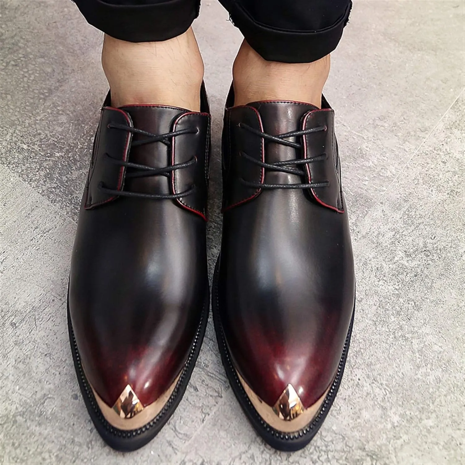 Single Season Formal Shoes for Men Lace Up Derby Shoes Round Toe Vegan Leather Low Top Non Slip Anti-Slip Rubber Sole Classic Very Popular Among Young People