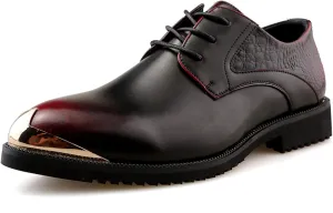 Single Season Formal Shoes for Men Lace Up Derby Shoes Round Toe Vegan Leather Low Top Non Slip Anti-Slip Rubber Sole Classic Very Popular Among Young People