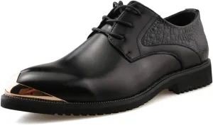 Single Season Formal Shoes for Men Lace Up Derby Shoes Round Toe Vegan Leather Low Top Non Slip Anti-Slip Rubber Sole Classic Very Popular Among Young People