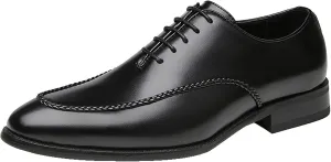 Single Season Oxford Formal Shoes for Men Lace Up Apron Toe Burnished Toe Shoes Vegan Leather Rubber Sole Block Heel Non Slip Wedding Very Popular Among Young People