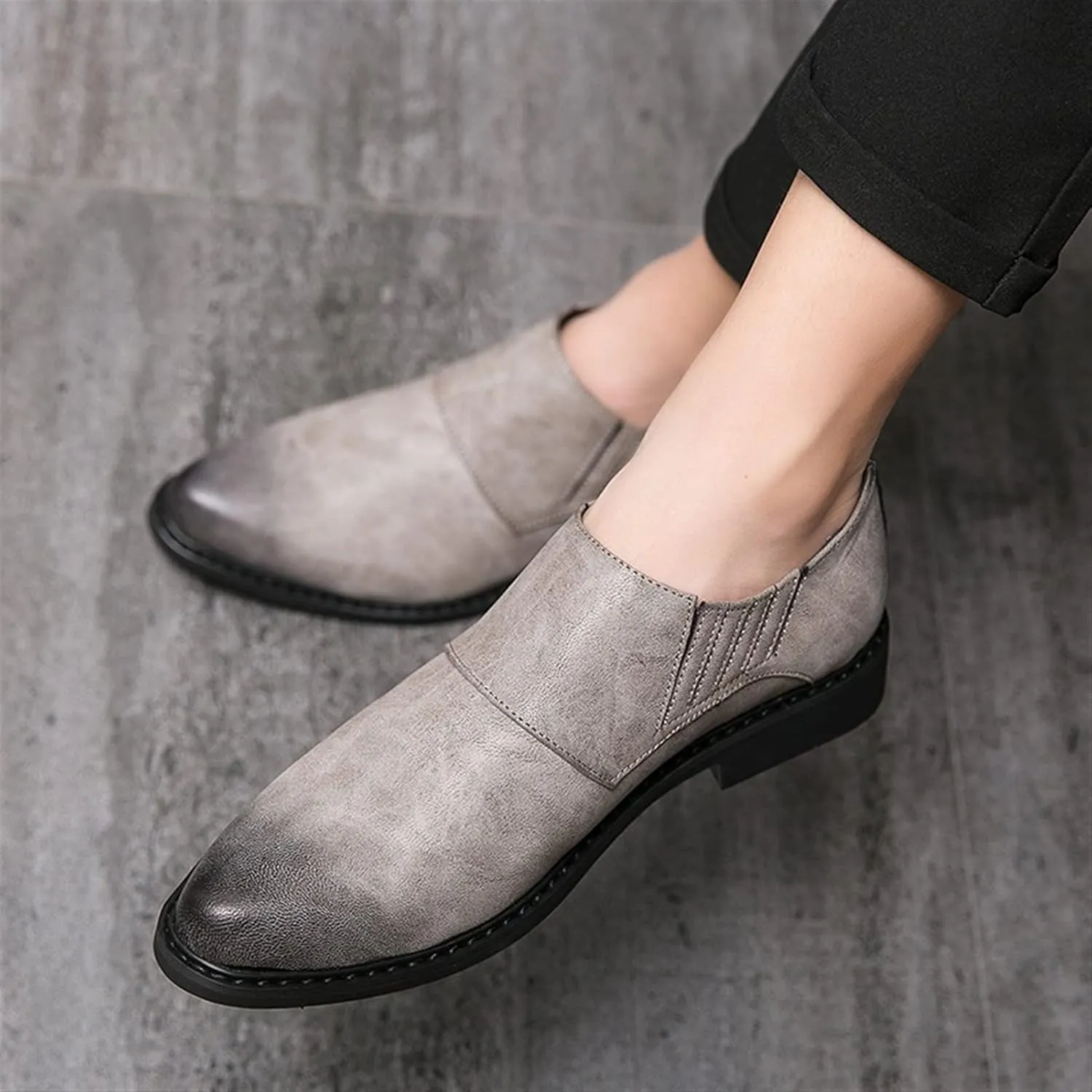 Single Season Oxford Formal Shoes for Men Lace Up Burnish Round Toe Vegan Leather Rubber Sole Non Slip Block Heel Slip Resistant Wedding Very Popular Among Young People
