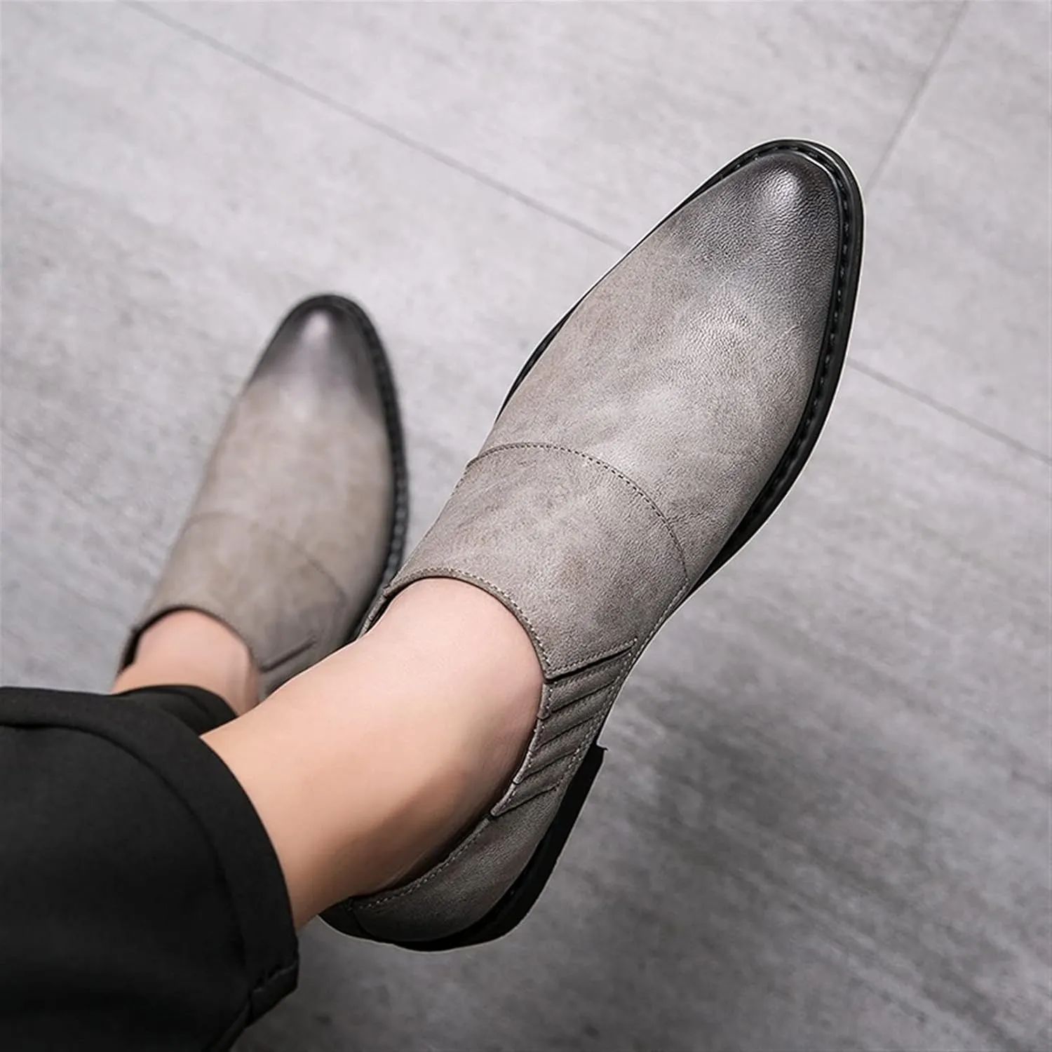 Single Season Oxford Formal Shoes for Men Lace Up Burnish Round Toe Vegan Leather Rubber Sole Non Slip Block Heel Slip Resistant Wedding Very Popular Among Young People