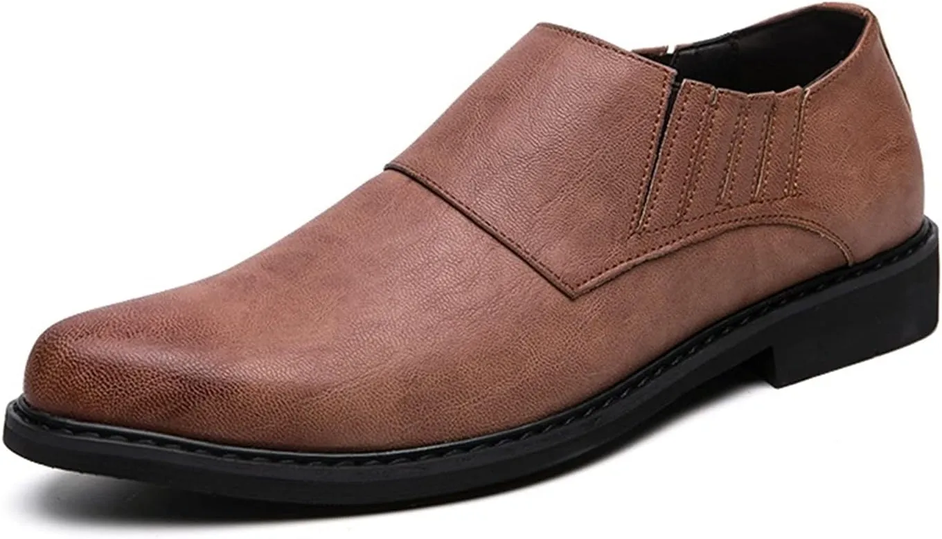Single Season Oxford Formal Shoes for Men Lace Up Burnish Round Toe Vegan Leather Rubber Sole Non Slip Block Heel Slip Resistant Wedding Very Popular Among Young People