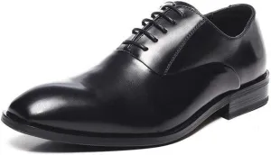 Single Season Oxford Shoes for Men Lace Up Square Snip Toe Vegan Leather Anti-Slip Low Top Slip Resistant Rubber Sole Classic Very Popular Among Young People