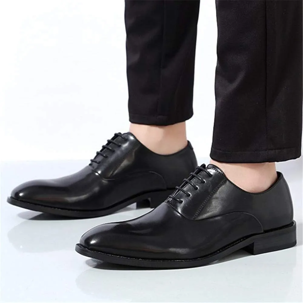 Single Season Oxford Shoes for Men Lace Up Square Snip Toe Vegan Leather Anti-Slip Low Top Slip Resistant Rubber Sole Classic Very Popular Among Young People