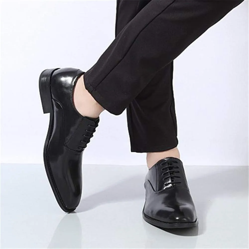 Single Season Oxford Shoes for Men Lace Up Square Snip Toe Vegan Leather Anti-Slip Low Top Slip Resistant Rubber Sole Classic Very Popular Among Young People