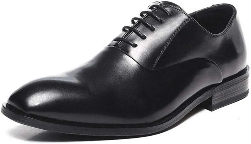 Single Season Oxford Shoes for Men Lace Up Square Snip Toe Vegan Leather Anti-Slip Low Top Slip Resistant Rubber Sole Classic Very Popular Among Young People