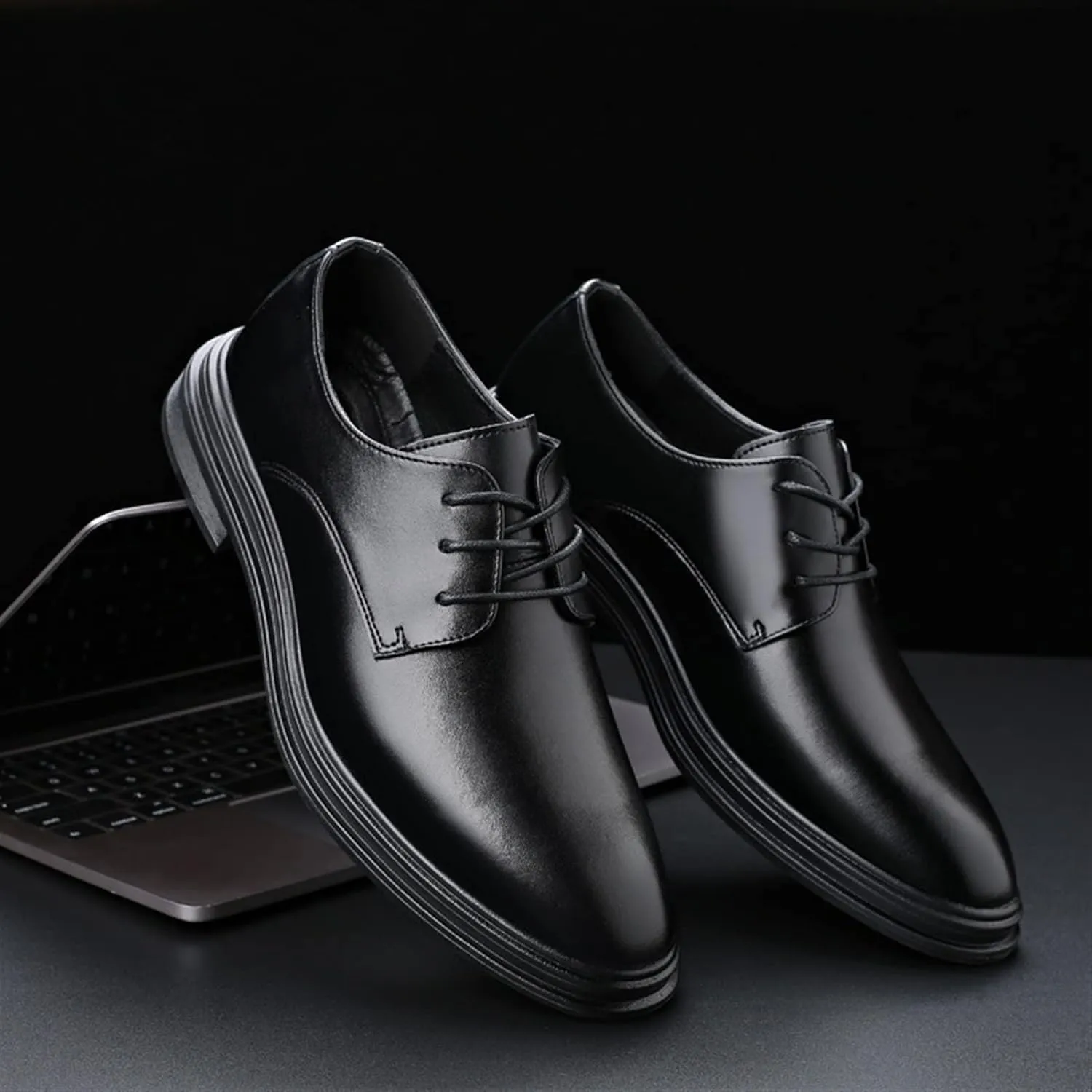 Single Season Oxford Shoes Men Lace Up Round Toe Vegan Leather Rubber Sole Non-Slip Heel Low Classic Very Popular Among Young People