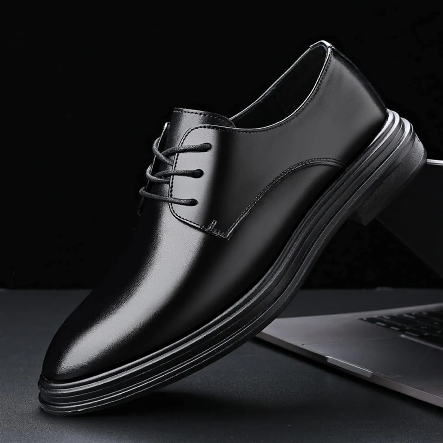 Single Season Oxford Shoes Men Lace Up Round Toe Vegan Leather Rubber Sole Non-Slip Heel Low Classic Very Popular Among Young People