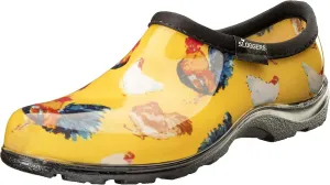 Sloggers Original Waterproof Rain and Garden Shoe for Women Outdoor Slip-On Garden Clog - Made in The USA with Premium Comfort Insole and Arch Support - Classic Chicken Print Yellow, Size 8