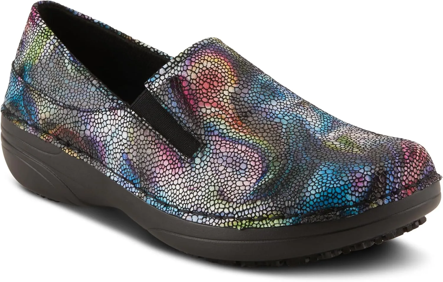 Spring Step Manila Slip-On Professional Nursing Shoes for Women - Women's Uniform Shoes with Round Toe, Closed Back, and Printed Leather - Nursing Clogs for Women