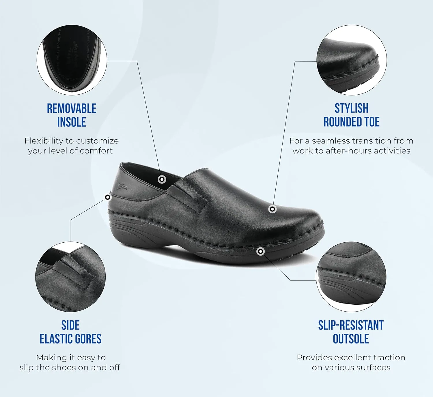 Spring Step Manila Slip-On Professional Nursing Shoes for Women - Women's Uniform Shoes with Round Toe, Closed Back, and Printed Leather - Nursing Clogs for Women