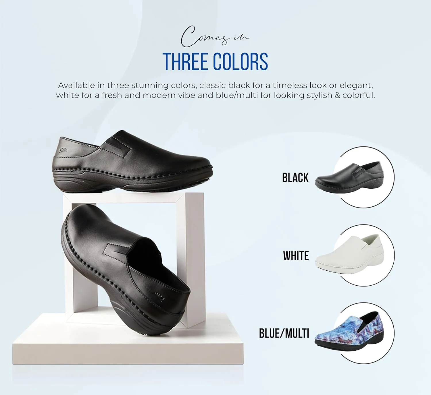 Spring Step Manila Slip-On Professional Nursing Shoes for Women - Women's Uniform Shoes with Round Toe, Closed Back, and Printed Leather - Nursing Clogs for Women