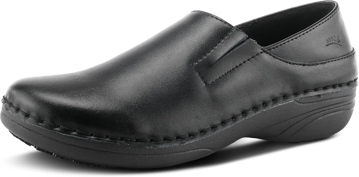 Spring Step Manila Slip-On Professional Nursing Shoes for Women - Women's Uniform Shoes with Round Toe, Closed Back, and Printed Leather - Nursing Clogs for Women