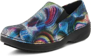 Spring Step Manila Slip-On Professional Nursing Shoes for Women - Women's Uniform Shoes with Round Toe, Closed Back, and Printed Leather - Nursing Clogs for Women