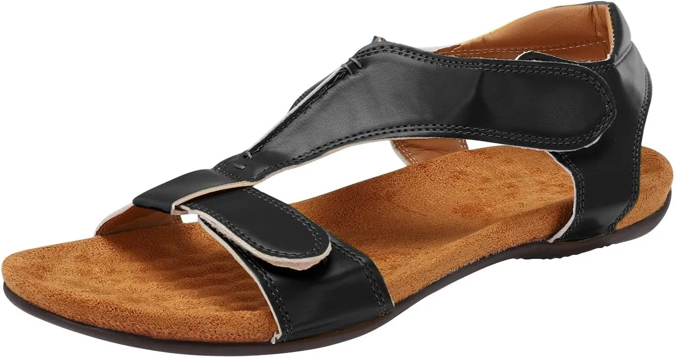 Summer Casual Sandals Women Flat Elastic Slip On Rhinestone Comfortable Walking Shoes Arch Support Orthopedic Open Toe Beach Flip Flops