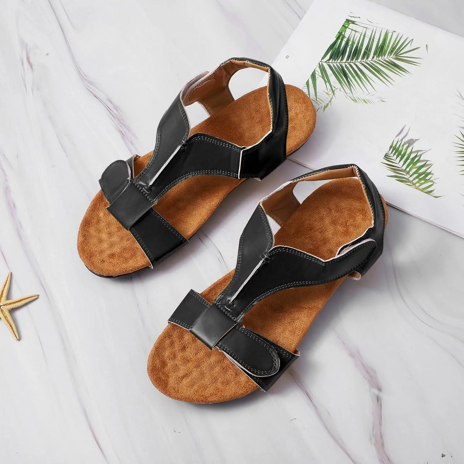 Summer Casual Sandals Women Flat Elastic Slip On Rhinestone Comfortable Walking Shoes Arch Support Orthopedic Open Toe Beach Flip Flops