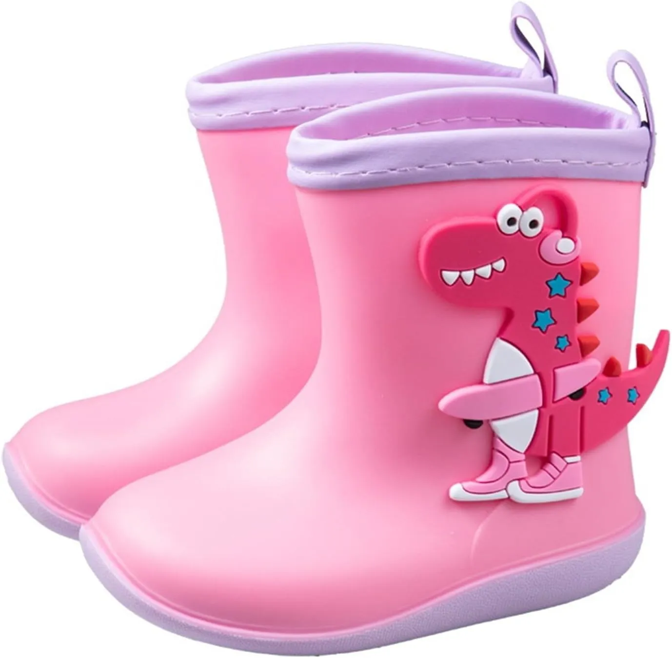 Toddler Boys Girls Dinosaur Rain Boots Cute Cartoon Animals Soft Pull On Non Slip Rubber Lightweight Raining Boots