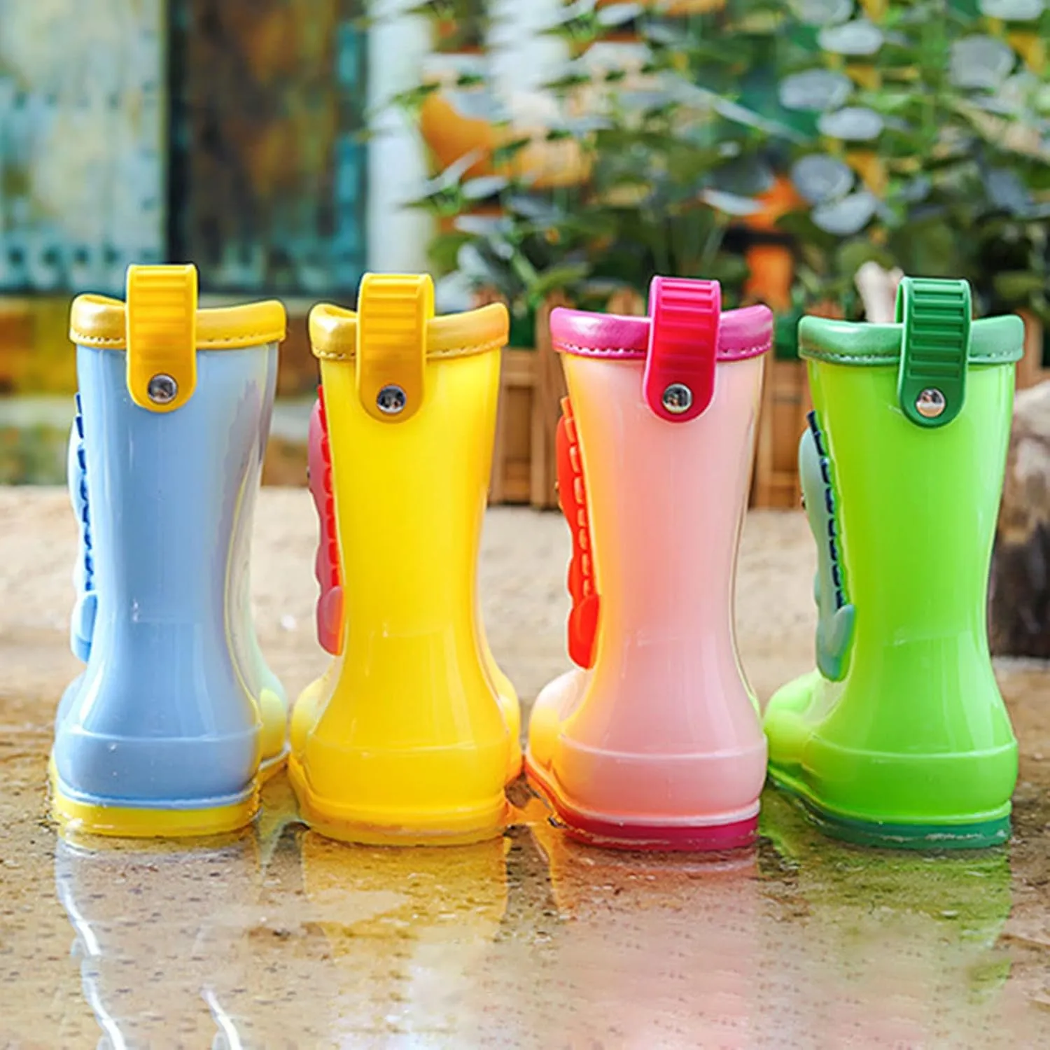 Toddler Dinosaur Cartoon Rain Boots Waterproof Rubber Boots Boys Girls Lightweight Easy On Garden Mud Boots